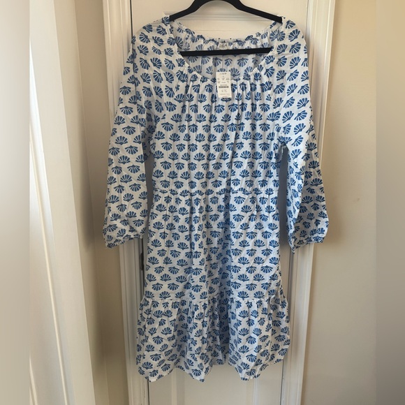 J. Crew Dresses & Skirts - J. CREW Tiered Scoopneck Mini Dress Sailor Beach Cotton Fit & Flare Size 14